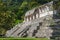 Torists visiting ruins of the ancient Mayan city of Palenque