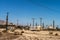 Torn and abandoned trailers in Salton Sea, California