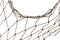 Torn Football or tennis net. Rope mesh on a white background close-up