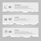 Torn paper sheets with numbers, infographic icons, paper banners with ripped edges - vector stock