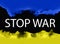 Torn ukrainian flag stop war in Ukraine concept