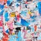 Torn-up layered paper: posters, newspapers and advertisements art, mixed media seamless pattern, colorful pop art