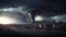 A tornado approaching a city, generative ai illustration creating a sense of danger and impending disaster