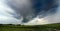 Tornado atmospheric whirlwind in a cumulonimbus thundercloud