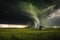 tornado funnel forming over flat prairie landscape