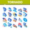 Tornado And Hurricane Isometric Icons Set Vector