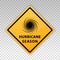 Tornado icon. Cyclone yellow sign. Spiral tornado. Blow hurricane. Tropical storm. Road warning. Alert symbol