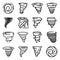 Tornado icons set, outline style