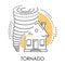Tornado isolated icon, natural disaster and broken house