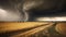 Tornado rages through a field. Illustration AI Generative