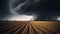 Tornado rages through a field. Illustration AI Generative