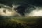 Tornado rages through a field. Illustration AI Generative