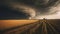 Tornado rages through a field. Illustration AI Generative