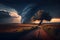 Tornado storm landscape. Generative AI