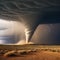 Tornado in the Storm wind with anr funnel in the Desert