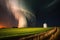 tornado with stunning double rainbow in the background