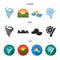 Tornado, sunrise, cloudiness, snow and frost. The weather set collection icons in cartoon,black,flat style vector symbol