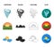 Tornado, sunrise, cloudiness, snow and frost. The weather set collection icons in cartoon,black,outline,flat style