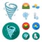 Tornado, sunrise, cloudiness, snow and frost. The weather set collection icons in cartoon,flat style vector symbol stock