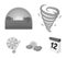 Tornado, sunrise, cloudiness, snow and frost. The weather set collection icons in monochrome style vector symbol stock