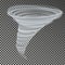 Tornado vector. Transparent storm twister. Swirl speed wind.