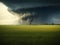 Tornado wind in a vast field of green grass