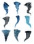 Tornados collection. Stylized cartoon hurricane, cyclone whirlwind swirling and moving upward icon set. Rotating