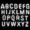 Torned vector alphabet.White typeset on black background.Art font.