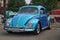 TORONTO, CANADA - 08 18 2018: Gorgeous blue 1955 Volkswagen Beetle oldtimer car made by German automaker Volkswagen on display at