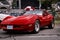 TORONTO, CANADA - 08 18 2018: Gorgeous red 1981 C3 Chevrolet Corvette coupe oldtimer car on display at the open air auto