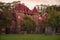 TORONTO, CANADA - 10 09 2018: Casa Loma Stables building under the sunset sky. Casa Loma is a Gothic Revival castle-like