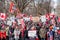 TORONTO, CANADA - FEBRUARY 12, 2022: ANTI-VACCINE MANDATE IN SOLIDARITY WITH TRUCKERS CONVOY AT QUEENS PARK IN TORONTO.
