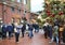 TORONTO, CANADA - NOVEMBER 18, 2017: People visit Christmas market in Distillery Historic District, one of the Toronto`s favourite