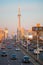 Toronto, Canada - November 26, 2019 : Cars driving on the Gardiner Expressway  looking towards downtown Toronto and the CN tower.