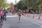 TORONTO, ON/CANADA - OCT 22, 2017: A female marathon runner pass