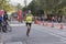 TORONTO, ON/CANADA - OCT 22, 2017: Marathon runner Benoit passing the 33km turnaround point at the 2017 Scotiabank Toronto