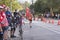 TORONTO, ON/CANADA - OCT 22, 2017: Marathon runner Victor passing the 33km turnaround point at the 2017 Scotiabank Toronto