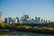 Toronto City Skyline at sunset from Riverdale Park in Ontario Canada