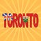 Toronto flag text with sunburst illustration