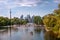 Toronto, Ontario, Canada - 06 16 2018: Summertime view of the marina on Toronto Centre Island with rows of yachts, a