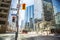 Toronto, Ontario, Canada - April 2, 2020: Downtown Toronto during Coronavirus pandemic. Empty streets of Toronto during rush our