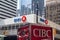 Toronto, Ontario/Canada - July 2018: Bank of Montreal BMO and Canadian Imperial Bank of Commerce CIBC signs logos head office king