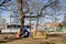 TORONTO, ONTARIO, CANADA - MARCH 18, 2021: PORTABLE TINY SHELTERS BUILT FOR HOMELESS PEOPLE IN ALEXANDRA PARK.