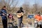TORONTO, ONTARIO, CANADA - MARCH 21, 2021: MUSICIANS PLAY AT CHRISTIE PITS PARK DURING COVID-19 PANDEMIC.
