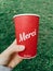 Toronto, Ontario, Canada - September 12, 2020: Thank you merci phrase on coffee cup from Canadian Tim Hortons restaurant chain.