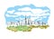 Toronto Ontario Canada vector sketch city illustration line art colorful watercolor style