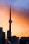 Toronto, Ontario`s CN Tower at Sunset