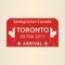 Toronto passport stamp. Travel by plane visa or immigration stamp. Vector illustration