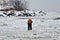 Toronto Police search the ice at Bluffers Park in response to a report of a missing person.