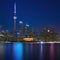 toronto skyline night city water city landscape light